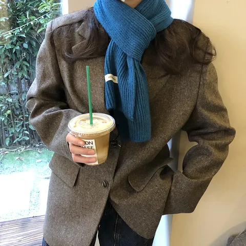 Schal Damen Winter Gestrickt Warm Weich Einfarbig Lange Rippstrickschal Koreanischer Stil Täglich Casual Dicker Strickschal Für Damen Herren