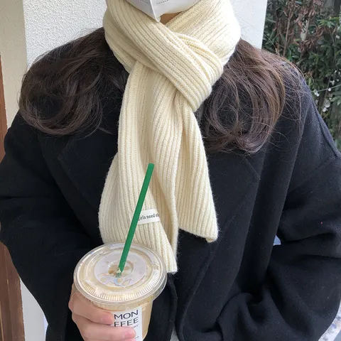 Schal Damen Winter Gestrickt Warm Weich Einfarbig Lange Rippstrickschal Koreanischer Stil Täglich Casual Dicker Strickschal Für Damen Herren
