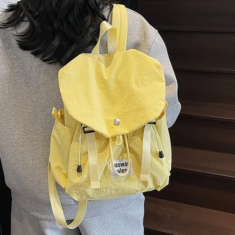 Japanese Minimalist Nylon Backpack Large Capacity School Travel Rucksack With Flap Cover Soft Casual Commuter Shoulder Bag For Women
