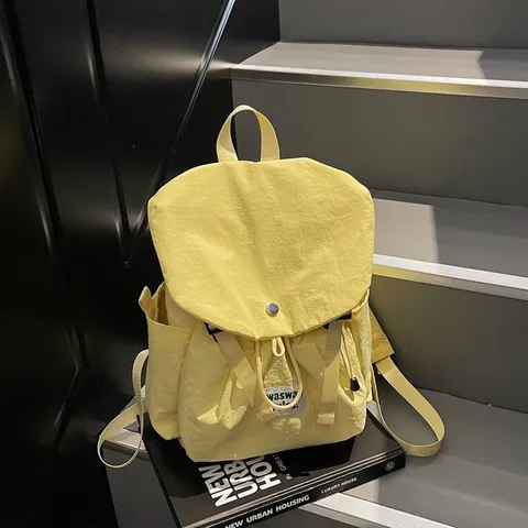 Japanese Minimalist Nylon Backpack Large Capacity School Travel Rucksack With Flap Cover Soft Casual Commuter Shoulder Bag For Women