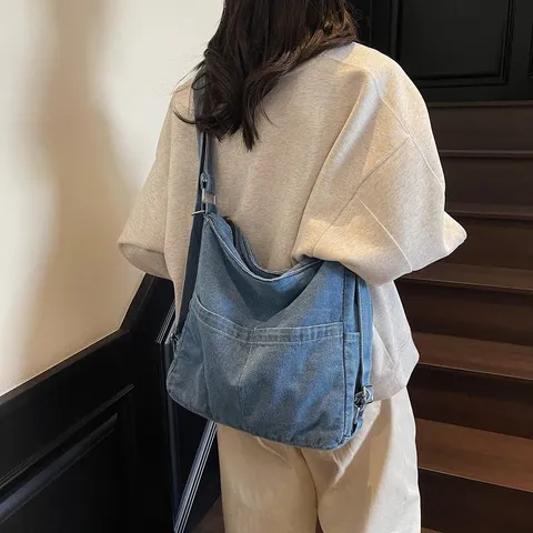 Γυναικείο Denim Καμβάς Σακίδιο Πλάτης Vintage Μεγάλη Χωρητικότητα Τσάντα Ώμου Πολλαπλών Λειτουργιών