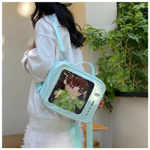 Retro TV Shape Transparent Ita Bag Large Capacity Doll Display Backpack For Women Crossbody Shoulder Bag Girl Fashion Accessories