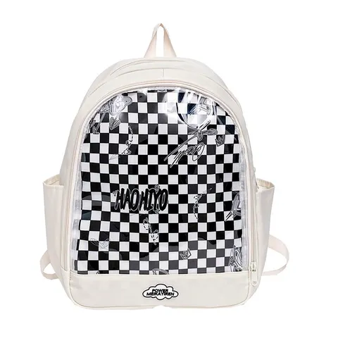 Zaino Itai Bag Trasparente di Grande Capacità per Bambole in Cotone Spille Zaino da Scuola in Nylon per Studentesse
