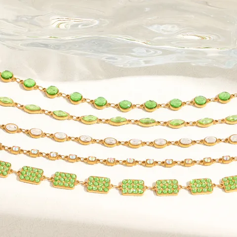 Roestvrij Stalen 18K Vergulde Zirconia Armband Voor Vrouwen Luxe Geometrisch Rechthoek Rond Ovaal Strass Sieraden