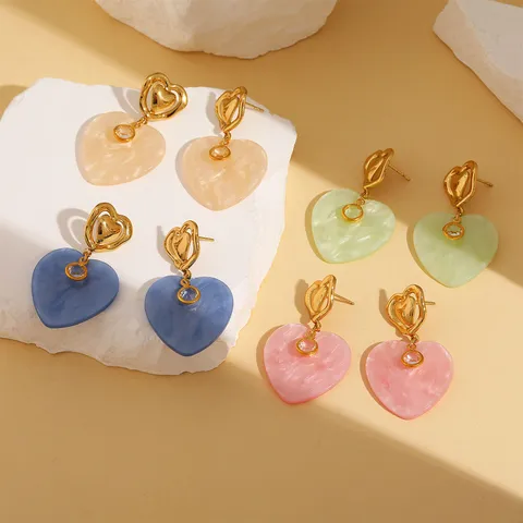Franse Stijl Roestvrij Staal Hart Hars Drop Oorbellen Lichte Luxe Verguld Strass Hart Hanger Oorbellen Voor Vrouwen Sieraden Cadeau