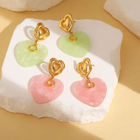 Franse Stijl Roestvrij Staal Hart Hars Drop Oorbellen Lichte Luxe Verguld Strass Hart Hanger Oorbellen Voor Vrouwen Sieraden Cadeau
