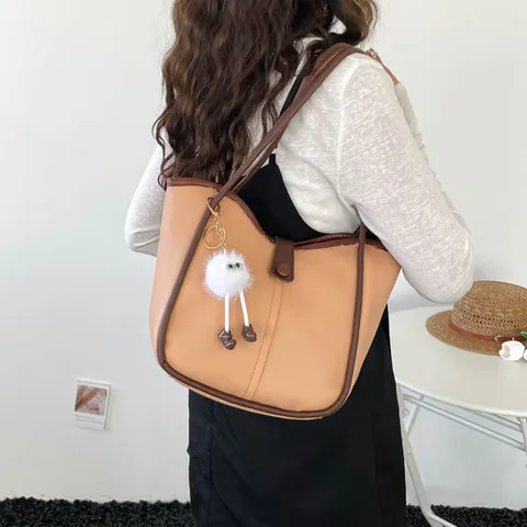 Vintage Minimalist PU Leather Tote Bag For Women Large Capacity Casual Commuter Shoulder Bag Fashion Handbag Purse