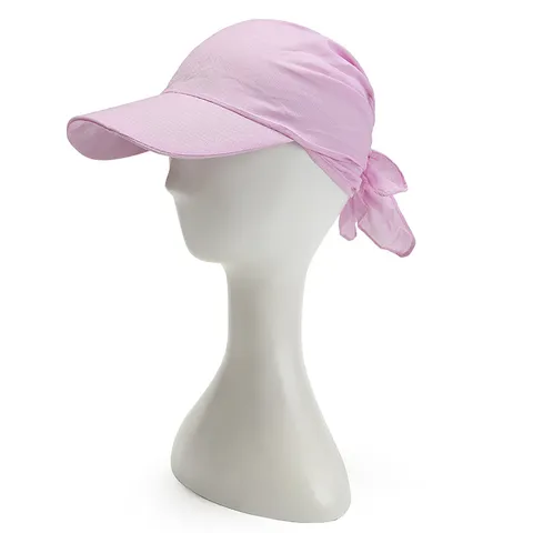 Women Cotton Sun Hat With Bow Tie Ribbon Summer Beach Foldable Sun Protection Baseball Cap Scarf Hat For Women