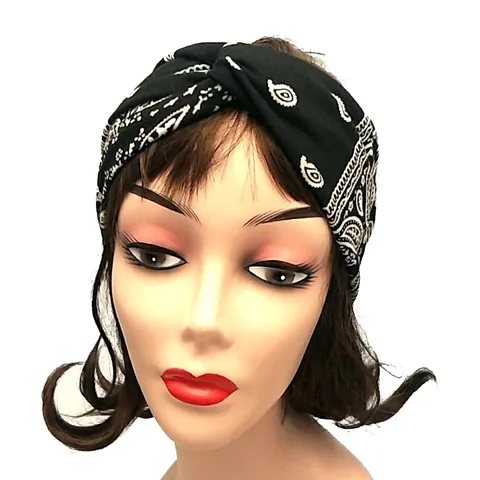 Women's Vintage Paisley Print Wide Cross Headband Retro Fabric Twisted Hair Band Sport Yoga Turban Headwrap Accessory