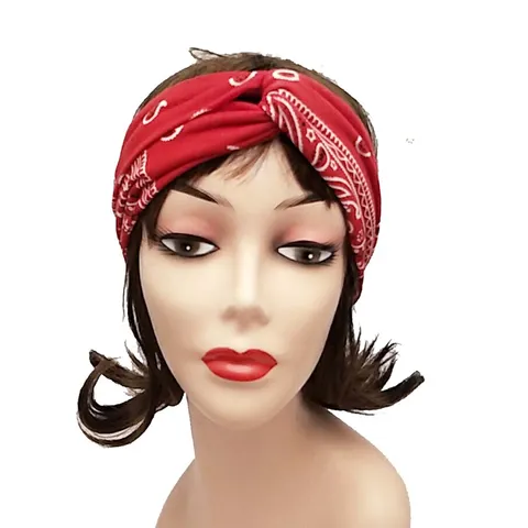 Women's Vintage Paisley Print Wide Cross Headband Retro Fabric Twisted Hair Band Sport Yoga Turban Headwrap Accessory
