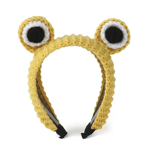 Cute Plush Cartoon Big Eyes Crochet Headband For Women Kids Performance Animal Face Wash Soft Yarn Knit Hair Band Hair Accessories