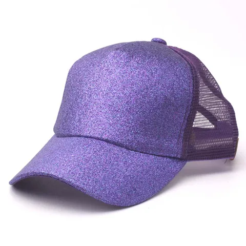 Women Ponytail Baseball Cap Glitter Sequin Mesh Trucker Hat Summer Outdoor Sun Shade Adjust Fashion Visor Sport Hat