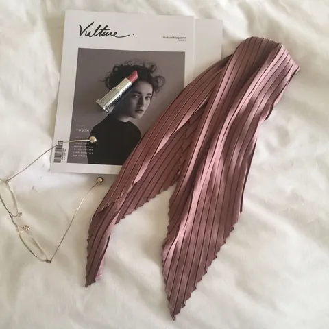 Pleated Satin Small Scarf Solid Color Square Kerchief Casual Neck Scarf Fashion Accessories For Women