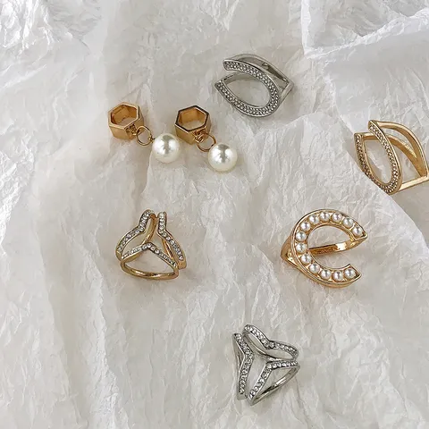 Multifunktionale Legierung Seidenschal-Schnalle Glänzende Strass Künstliche Perle Geometrische Schal Schnalle Für Damen Schmuck Dekor Geschenk