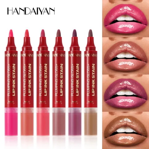 Brillant à Lèvres et Huile à Lèvres Double Embout Teinte à Lèvres Liquide Aquarelle Hydratant Longue Tenue Maquillage des Lèvres