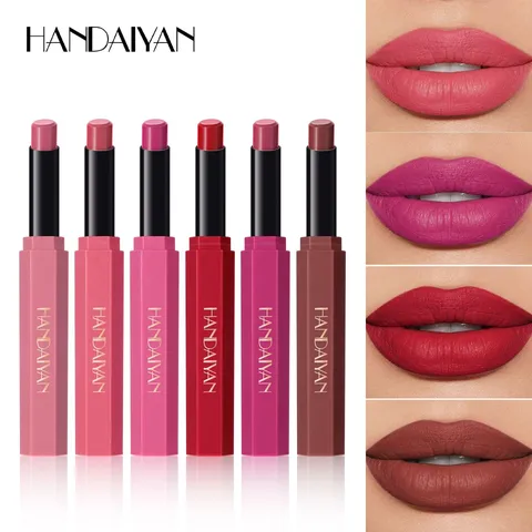 Handaiyan Matte Velvet Lipstick Portable Waterproof Long Lasting Smooth Lip Makeup Six Colors Cosmetic For Women