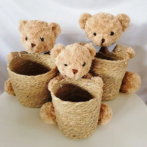 Nordic Handwoven Seagrass Storage Basket Straw Planter Cover Flower Pot For Indoor Outdoor Plant Home Decor Laundry Organizer Basket