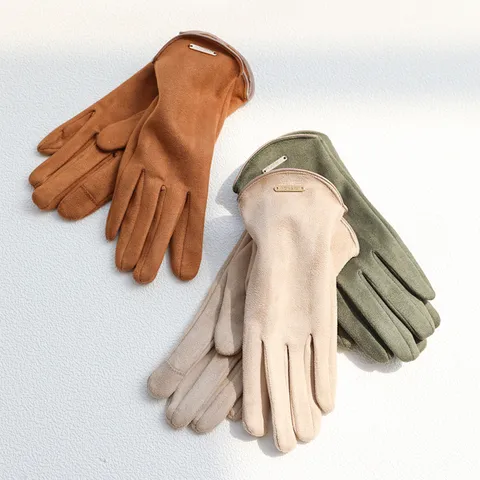 Women Faux Suede Winter Gloves Padded Warm Touchscreen Windproof Fashion Commuter Outdoor Cycling Driving Gloves