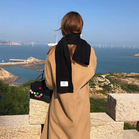 Winter Warm Pure Wool Scarf Unisex Soft Solid Color Knitted Long Shawl Wrap Minimalist Elegant Neck Warmer Outdoor Commuting Accessory