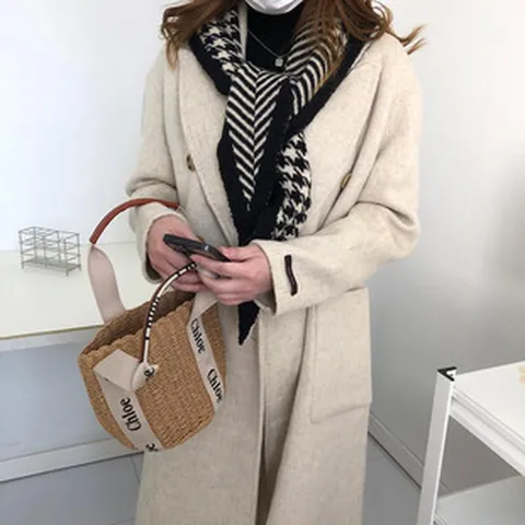 Pañuelo Triangular de Punto para Mujer Pata de Gallo Patrón Geométrico Chal Retro Cálido Patchwork Bufanda para Otoño Invierno