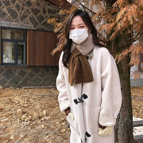 Women Faux Fur Scarf Thick Warm Cross Neck Warmer Solid Color Soft Polyester Knitted Plush Winter Scarf Student Neck Guard