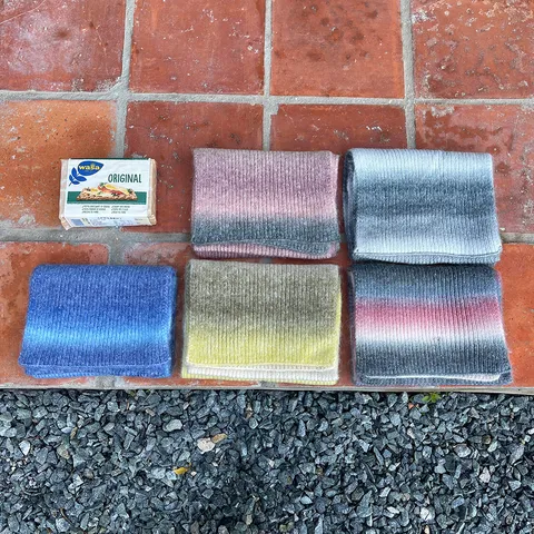 Bufanda de Invierno Degradada para Mujer Chal Largo de Punto Suave Mezcla de Lana Cálida Bloque de Color Calentador de Cuello Grueso
