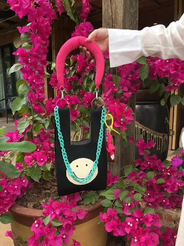 Süß Smiley Gesicht Stricken Henkeltasche Damen Kontrastfarbe Gewebt Kleine Tote Kette Umhängetasche Süße Lässige Handgefertigte Handtasche
