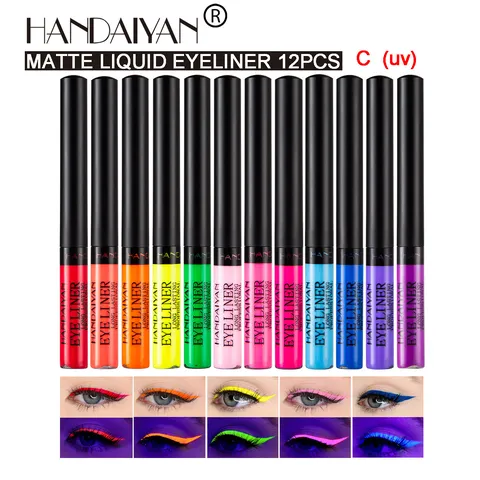 Professional Matte UV Neon Liquid Eyeliner Set Waterproof Long Lasting Colorful Eye Makeup Cosmetic Tool Kit