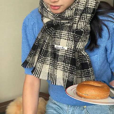 Écharpe Écossaise en Polyester Chaude d'Hiver pour Femmes Douce Châle Enveloppant à Franges Mode Chic Cadeau