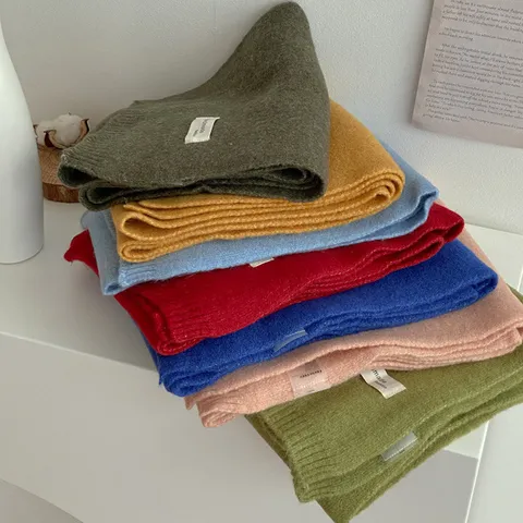 Winter Verdickt Warm Gestrickt Schal Für Damen Herren Einfarbig Koreanischen Stil Rundschal Halswärmer Schick Weich Polyester Schal Alltäglich Kälteschutz
