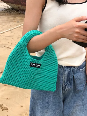Mode Damen Polyester Gewebt Handtasche Einfarbig Elegant Offen Klein Casual Teigtasche-Tasche Für Den Alltag Zubehör