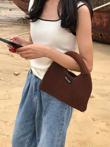 Mode Damen Polyester Gewebt Handtasche Einfarbig Elegant Offen Klein Casual Teigtasche-Tasche Für Den Alltag Zubehör