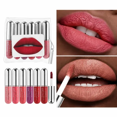 Kapsel Flüssiger Lipgloss Wasserdicht Langanhaltend Matte Lippenfarbe Make-up Kit Für Frauen Tägliche Schönheit