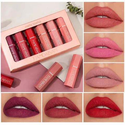 Set di Rossetti Opachi Impermeabile Lunga Durata Lucidalabbra in Velluto Scatola Regalo Trucco Cosmetico per Donne