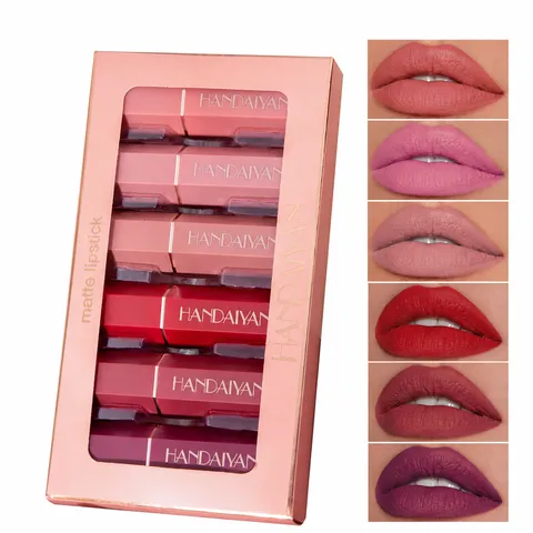 Set di Rossetti Opachi Impermeabile Lunga Durata Lucidalabbra in Velluto Scatola Regalo Trucco Cosmetico per Donne