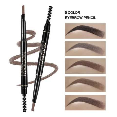 Waterproof Dual Head Eyebrow Pencil Triangular 3D Automatic Rotatable Long Lasting Eyebrow Pen With Precision Brush Makeup
