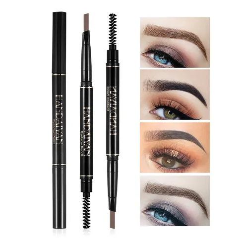 Waterproof Dual Head Eyebrow Pencil Triangular 3D Automatic Rotatable Long Lasting Eyebrow Pen With Precision Brush Makeup