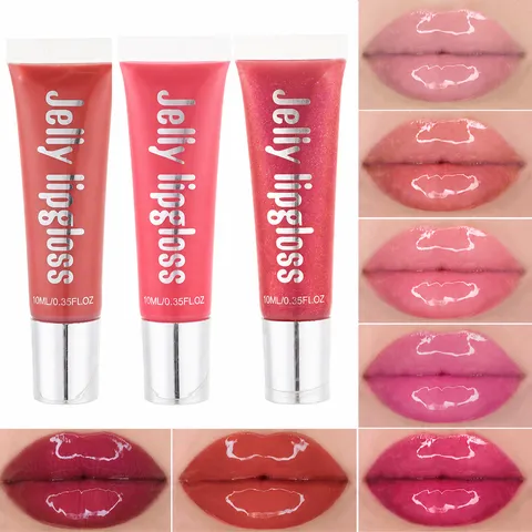 Handaiyan Brillo de Labios de Vidrio Hidratante Jelly Tinte Labial Lápiz Labial Líquido Brillante Maquillaje