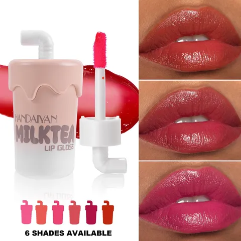Milk Tea Cup Lip Gloss Moisturizing Matte Lip And Cheek Dual-Use Long-Lasting Liquid Lipstick Makeup Cosmetics