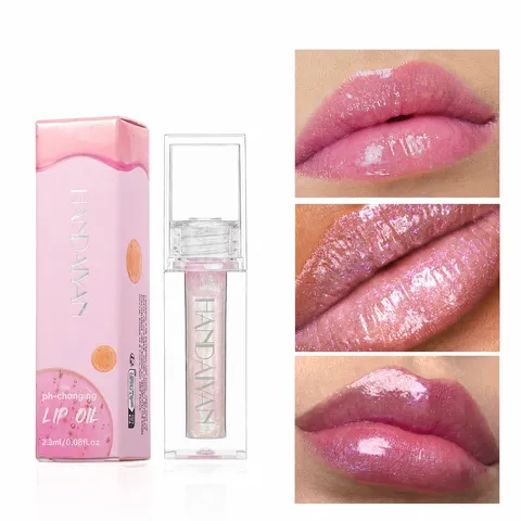 Ενυδατικό Lip Gloss που αλλάζει χρώμα, μαργαριταρένιο λάδι χειλιών, διαφανές ενυδατικό μακιγιάζ χειλιών για γυναίκες