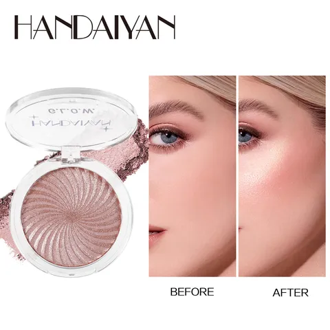Multicolor Swirl Highlighter Palette Face Shimmer Contour Illuminator Natural Brightening Powder Makeup