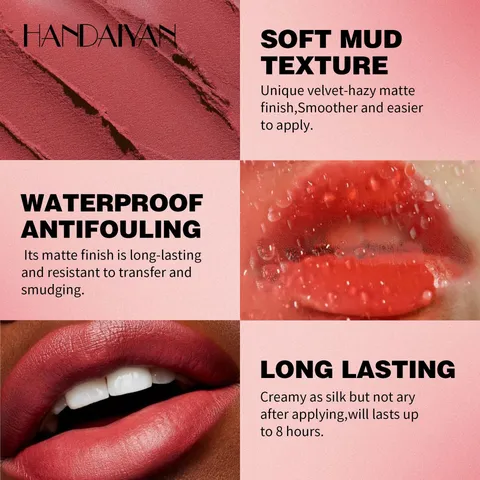 Matte Soft Mist Lip Mud Waterproof Long Lasting Velvet Lip And Cheek Dual-Use Clay Lipstick Makeup For Women