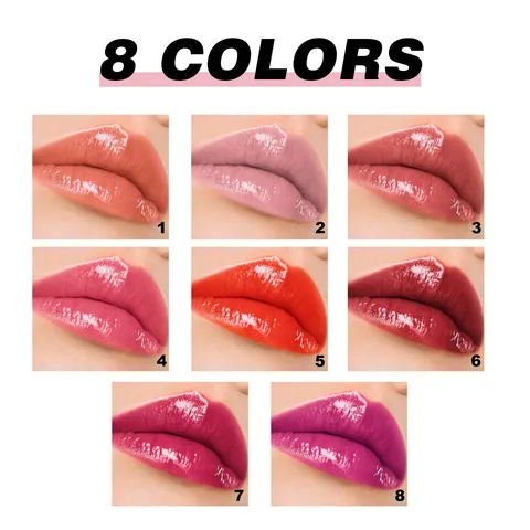 Handaiyan Press Type Lipstick Waterproof Long Lasting Moisturizing Glossy Mirror Lip Gloss Makeup