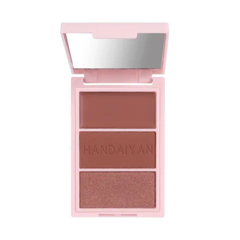3-In-1 Face Blush Palette Powder Cream Contour Highlighter Trio Multipurpose Makeup Palette Women Cosmetics