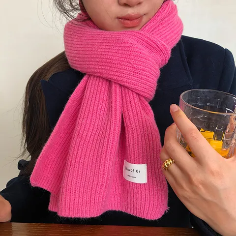 Winter Warmer Damen Strickschal Verdickter Gerippter Polyester Halswärmer Lässiger Vielseitiger Einfarbiger Schal Für Damen Und Herren