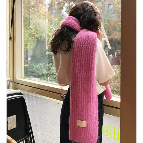 Einfarbiger Imitation Mohair Schal Für Damen Herren Weich Flauschig Gestrickt Warm Winter Halswickel Ins Stil Garngefärbt Lang Gemütlich Muffler Shawl