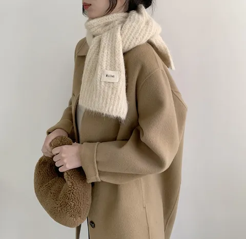 Einfarbiger Imitation Mohair Schal Für Damen Herren Weich Flauschig Gestrickt Warm Winter Halswickel Ins Stil Garngefärbt Lang Gemütlich Muffler Shawl