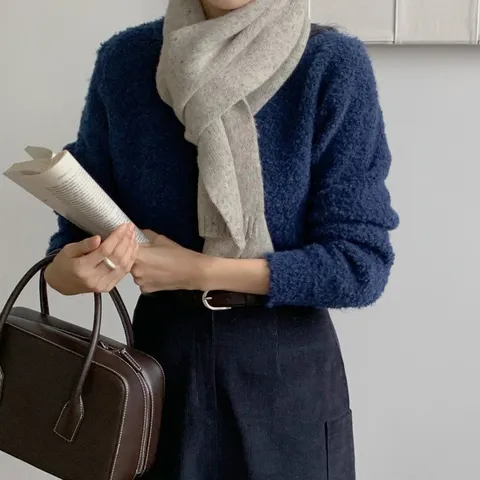 100% Wolle Schal Australien Reine Wolle Damen Winter Gestrickt Warm Snood Weich Einfarbig Nackenwärmer Elegant Chic Herbst Winter Zubehör