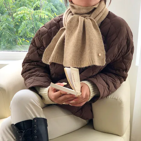Unisex Einfarbig Winter Schal Warm Schafwolle Mischung Gestrickt Halswärmer Koreanischer Stil Elegant Weich Schal Für Herren Damen