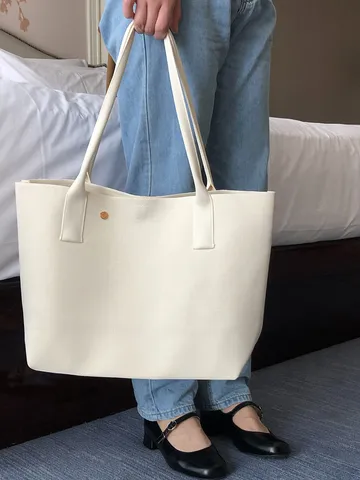 Sac Cabas en Tricot Minimaliste Nordique Haute Qualité Couleur Unie Grande Capacité Sac à Épaule Sac d'Ordinateur Pour Femmes